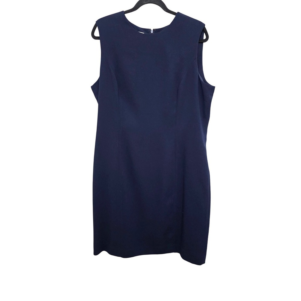 Talbots Women's Navy Blue Sleeveless Sheath Workwear Office Mindi Dress Size 16